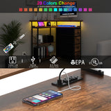 VENNQD Corner Desk with Drawers Shelves for Small Space 90 Degrees Triangle Computer Desk with Power Outlets,Gaming Desk with LED Lights Monitor Stand for Home Office Workstation Writing Table (Brown) VENNQD