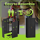 UNICOLY Armoire Wardrobe Closet with Doors, 71'' Wardrobe Cabinet with Hanging Rod, Metal Closet with 2 Adjustable Shelves for Bedroom School, Employee, Gym, Armarios De Ropa para Dormitorio, Black UNICOLY