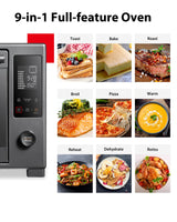 TOSHIBA Hot Convection Toaster Oven, Extra Large 34QT/32L, 9-in-1 Cooking Functions, Crispy Roast, Dehydrate, Rotisserie, 6 Accessories Included, 1650W, Black Stainless Steel TOSHIBA