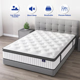 cemtip Queen Mattress, 10 Inch Hybrid Mattress in a Box, Memory Foam and Pocket Springs, Fiberglass Free, Soft and Breathable, Medium Firm Feel cemtip