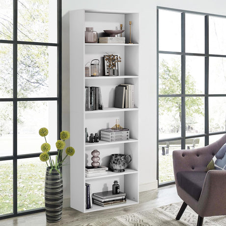 GRUSIGN 71" Tall Bookcase, 6-Tier Open Display Storage Shelves, Floor Standing Large Book Shelf for Living Room, Home Office, Bed Room, White GRUSIGN