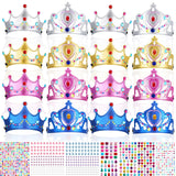 Epakh Princess Party Crowns Set, 27 Pcs DIY Crown with Diamond Stickers, Princess Party Supplies, Birthday Party Decoration Favor Supplies, Costume Headwear, for Children, Princess Fans Epakh