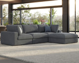 PaPaJet 114 Inch Cloud Modular Sectional Sofa, Oversized Down Filled Sectional Couch with Chaise, Ottoman, 4 Seats L Shaped Sofa for Living Room, Grey Linen Couch PaPaJet