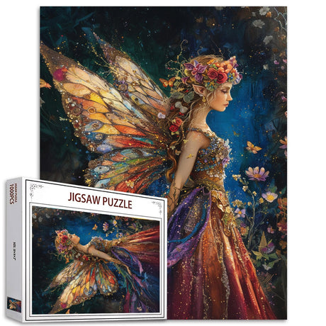 Tucocoo Colorful Romantic Fairy Jigsaw Puzzles for Adults 1000 Pieces, Beautiful Flowers Night Elf Art Jigsaw Puzzle DIY Craft Puzzles for Home Decoration Gifts, Family Puzzle Perfect for Game Nights Tucocoo