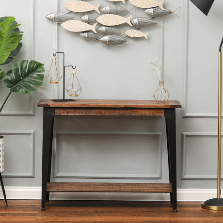 Luxenhome Console Tables for Living Room, 30'' Rustic Entryway Table, Brown/Black Wood Sofa Table Living Room Furniture, Farmhouse Entry Table Living Room, Hallway Table for Entryway LuxenHöme