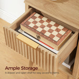 MAHANCRIS End Table, Fluted Night Stand, Modern Side Table, Bedside Table with 1 Drawer and 1 Open Compartment, Mid Century Nightstand, for Living Room, Bedroom, Study, Office, Natural ETNA6201 MAHANCRIS