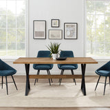 Walker Edison Harrold Modern Farmhouse X Leg Dining Table, 72 Inch, Rustic Oak Walker Edison