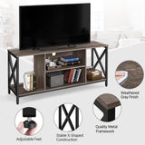Yaheetech TV Stand for 65 Inch TV, 55'' Wide Entertainment Center TV Console with Open Storage Shelves for Living Room, TV Table for Home with Metal Support, Taupe Wood Yaheetech
