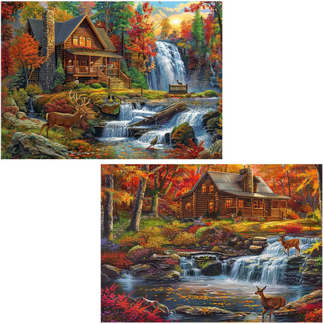 EWJRNSF 2 Pack 5D Diamond Painting Kits for Adults Beginners, Diamond Arts Kits Diamond Art Sets,Gem Painting Arts & Crafts Home Wall Decoration 11.8x15.7 Inches Forest Landscape EWJRNSF