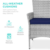 Best Choice Products 5-Piece Indoor Outdoor Wicker Dining Set Furniture for Patio, Backyard w/Square Glass Tabletop, Umbrella Cutout, 4 Chairs - Navy Best Choice Products