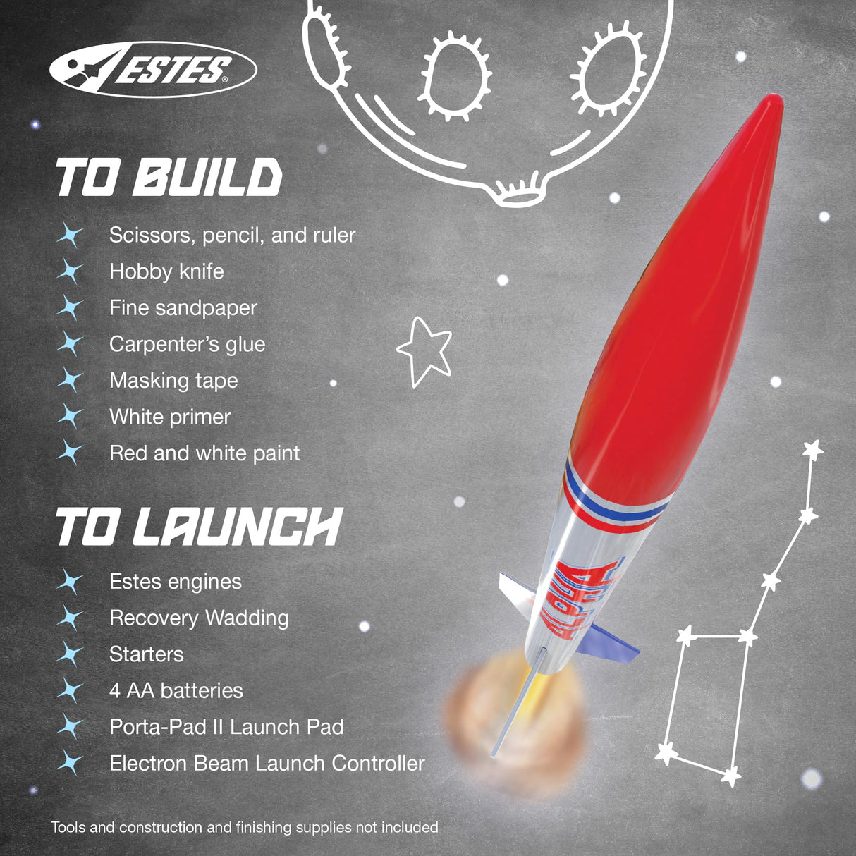 Estes 1225 Alpha Rocket-Building Kit, Intermediate Flying-Rocket-Model Kit for Ages 10+ Estes