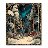 RLTXBUK Christmas Enchanted Forest Diamond Art Kits, Magical Winter Forest Xmas Holiday Gem Diamond Painting Art Kits for Adults Kids Beginners, Christmas Home Room Decor 9.8x11.8 Inch RLTXBUK