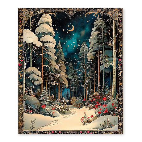 RLTXBUK Christmas Enchanted Forest Diamond Art Kits, Magical Winter Forest Xmas Holiday Gem Diamond Painting Art Kits for Adults Kids Beginners, Christmas Home Room Decor 9.8x11.8 Inch RLTXBUK
