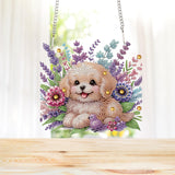 AiYuanzsh 5D Diamond Painting Hanging Pendant Kit with Chain, Cute Dog DIY Crystal Rhinestone Diamond Art Suncatcher Ornament for Window, Door, Wall, Home Decor Gift (25.2x23.8 cm) AiYuanzsh