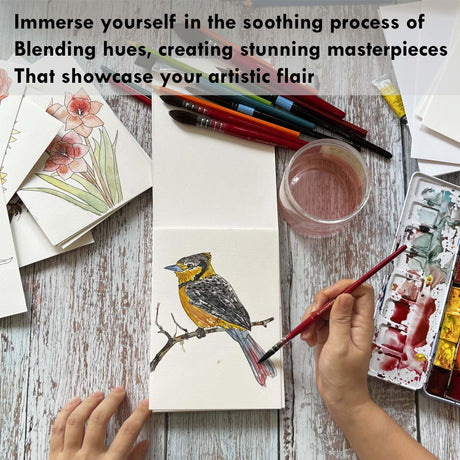tumuarta Watercolor Coloring Book, 20 Unique Designs, 5x7”, 100% Cotton, 300GSM, 140 LB, Cold Press, Acid Free Watercolor Paper, Glue Bound Mixed Media Sketch Book Birds tumuarta
