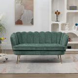 anwickjeff 59" Wide Modern Boucle Loveseat Small Sofa Small Mini Room Couch 2-Seater Sofa with Gold Metal Legs for Space Office Studio Apartment Bedroom (Green) anwickjeff