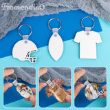 Framendino, 36 Pack 3 Styles Sublimation Keychain Blanks MDF Double Sided Heat Transfer Keychain Rugby Key Chains Bulk for DIY Craft Framendino