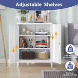 LISSIMO Metal Storage Cabinet, Home Office Cabinet with Doors and Adjustable Shelves,Locking Cabinet with Adjustabl Leg Levelers Assembly Required (White) LISSIMO