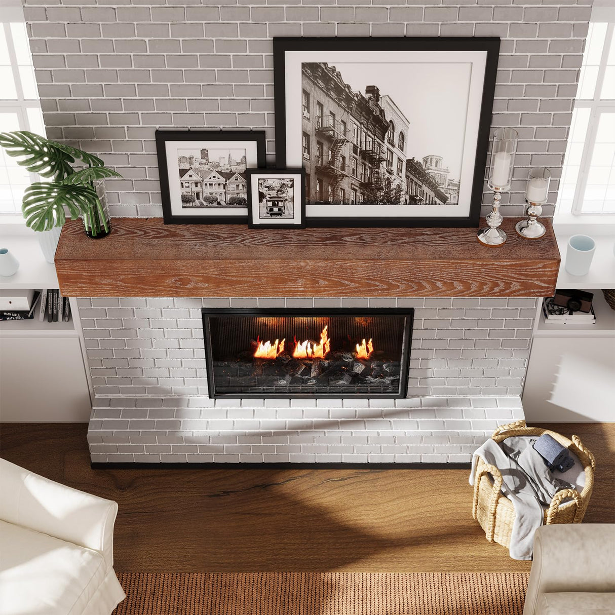 Weyderk Fireplace Mantel - 72 Inch Handcrafted Fireplace Mantel Shelf - Farmhouse Fireplace Mantle Shelves - Wall-Mounted Mantles for Over Fireplace - Floating Mantel 72 Inch, Coffee Weyderk