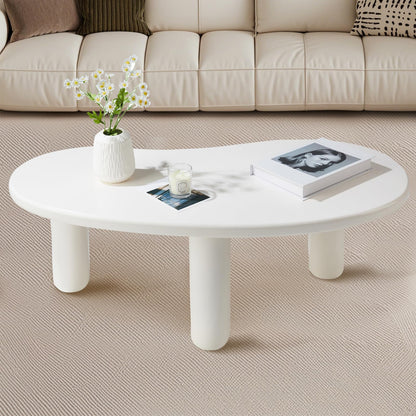 35.4 "Coffee Table, Irregular Cashew Shaped Coffee Table, Cute Cloud Coffee Table, Central Rounded Low Table, Modern Coffee Table for Living Room, Easy Assembly