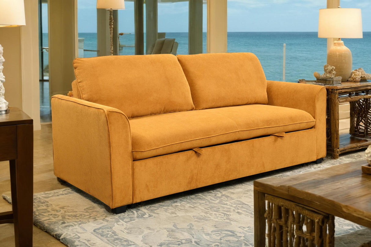 ZIGHTH 78" Queen Size Convertible Sleeper Sofa Couch Bed, Pull-Out Futon Loveseat Sofas Couches Bed with Adjustable Backrest for Living Room, Small Spaces, RV. Mustard Yellow ZIGHTH