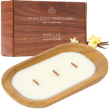 Spotless Leopard Pure Vanilla Bowl Candle -Vanilla Wooden Dough Bowl Candle Three Wooden Wicks - 240g (8.5 oz) in Gift Box and Protective Shipping Box Gift for Her Spotless Leopard