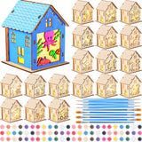 Soaoo 18 Pcs Wood Crafts for Kids Summer Wood Houses Light up Houses Unfinished Wooden Craft Kit Include 3D Sea Animal Wooden Puzzle with 12 Paint and Brushes for Toddler Kids Adults(Marine Animal) Soaoo