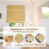Roll Up Bamboo Shades Blinds for Patio ★Custom Size★Retro Reed Blinds Outdoor Roll Up Shades for Porch Sun Shade Reed Curtains Window Shades for Home Bamboo Roman Shades Privacy YNLeMM