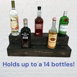 Tiered Bottle Shelf | 2 Tier Liquor Bottle Display | Bar Organization | Display Shelf | Wine Shelf | Bar Display | Kitchen Counter Shelf (24", Black) RBD Home