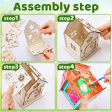 Cinnvoice 12 Sets Spring House Craft Kit to Paint DIY Birdhouse Kit Painting Puzzle Spring Wooden Houses Village Scene Festival Wood Craft House Decors for Table Centerpieces Home Cinnvoice