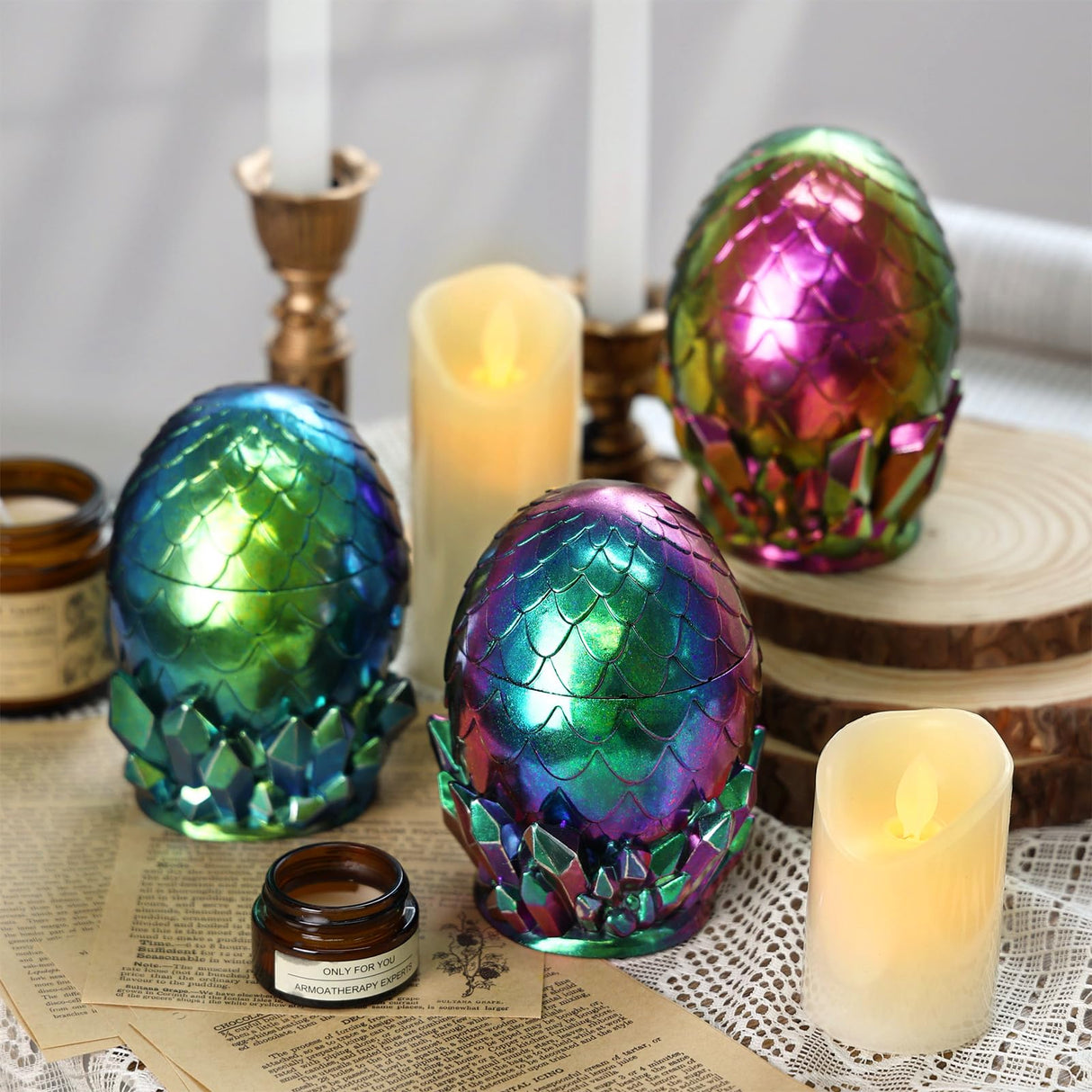 LET'S RESIN Dragon Egg Resin Molds, Large Resin Jar Resin Epoxy Molds with Lid and Crystal Cluster Base, Lifelike Dinosaur Egg Silicone Molds for Epoxy Resin, DIY Craft LET'S RESIN