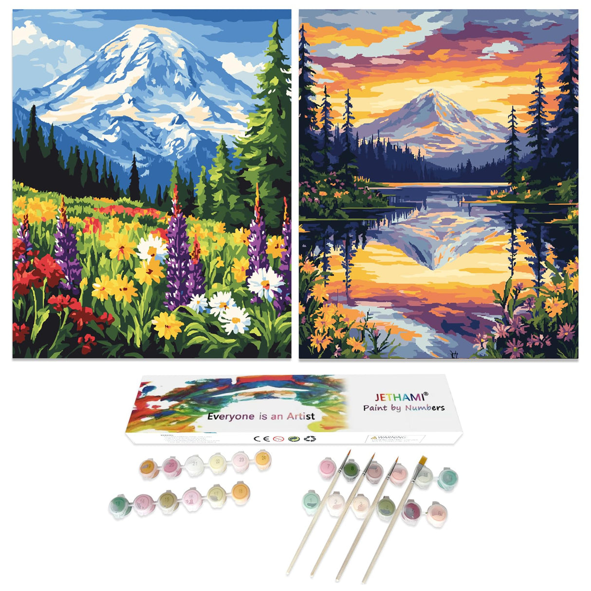 Jethami 2 Pack Paint by Numbers for Adults Beginner, Rocky Mountain National Park Landscape DIY Canvas Art Kit for Home Decor 16x20 in Jethami