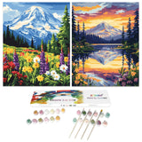 Jethami 2 Pack Paint by Numbers for Adults Beginner, Rocky Mountain National Park Landscape DIY Canvas Art Kit for Home Decor 16x20 in Jethami