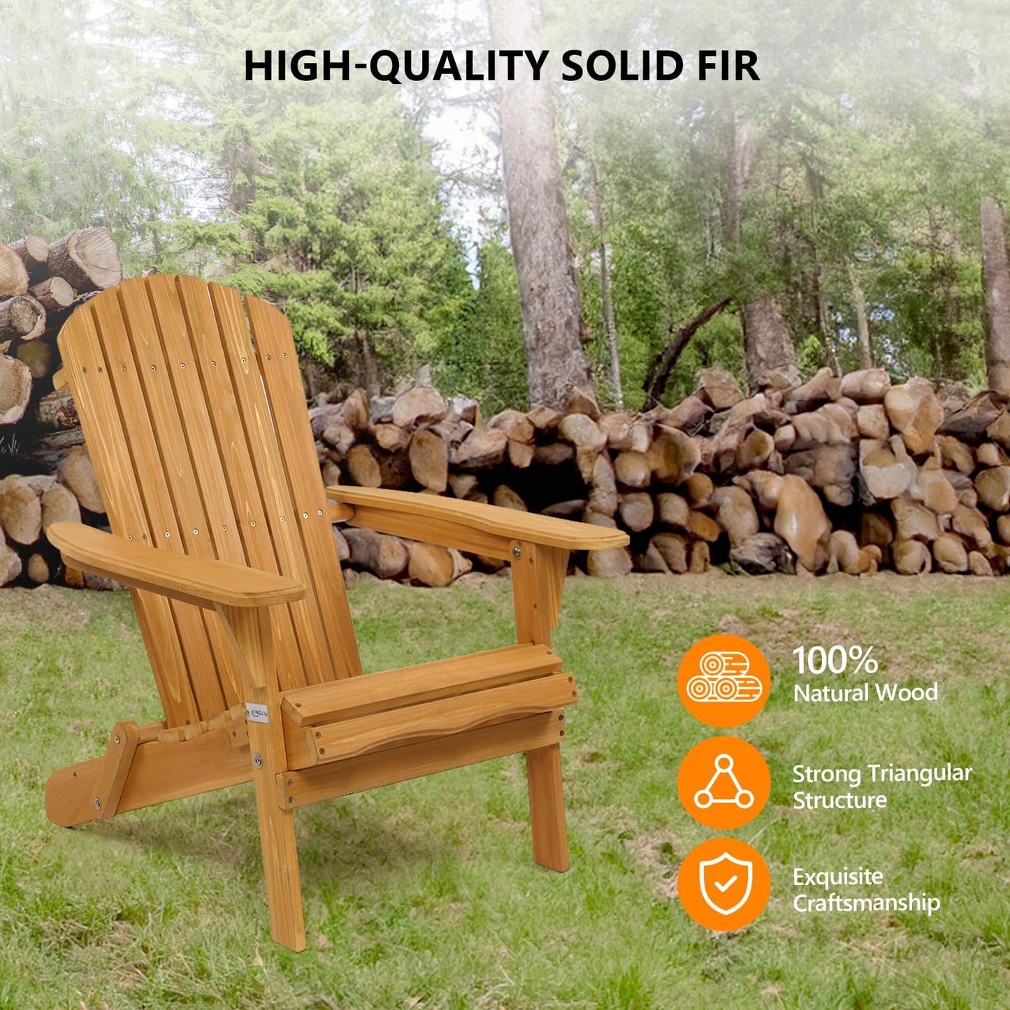 VINGLI Folding Adirondack Chairs Set of 4 Clearance Weather Resistant/Lawn Cheap Fire Pit Highwood Lounge Chairs-Patio Furniture Sets for Campfire, Bonfire - WoodArtSupply