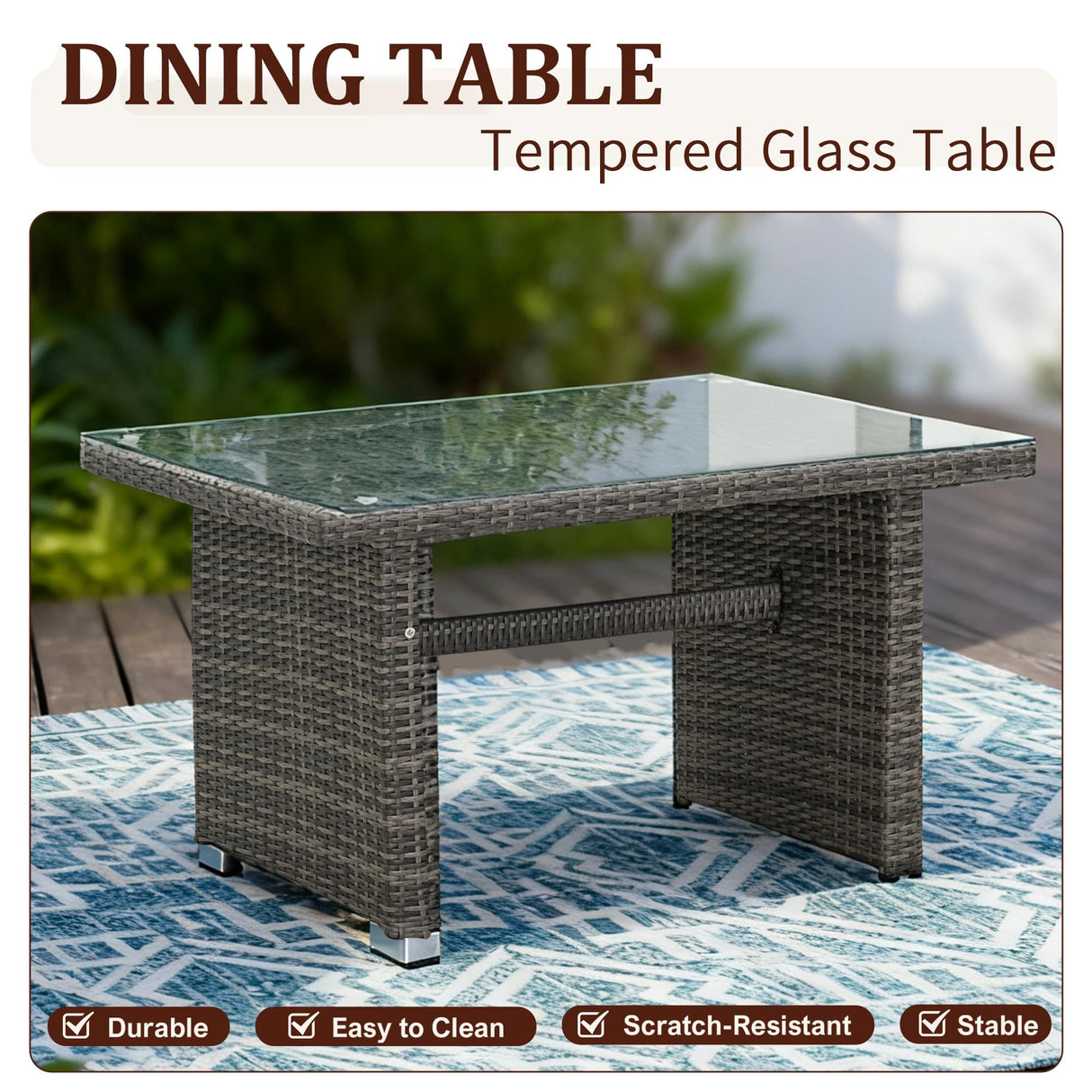 ZJEYEJZ 6 Pieces Patio Furniture Set - All-Weather Outdoor Wicker Sectional Conversation Sofa, Rattan Patio Seating Sofa Set with 4'' Cushion and Glass Table for Porch Poolside, Brown ZJEYEJZ