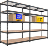 HOMEDANT 5 Tier Laminated Boltless Heavy Duty Garage Storage Adjustable Wide Size Metal Shelving Unit Utility Rack Shelves Organization Multipurpose Shelf Shed Warehouse 47.7"W x 24.1"D x 71.3"H 2Pack HOMEDANT