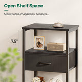 Huuger Nightstand Set of 2, Night Stand with Fabric Drawer, Mesh Shelf, Side Table with Storage, Fabric Drawer Dresser, Open Shelf, Metal Frame, Bedroom, Black Huuger