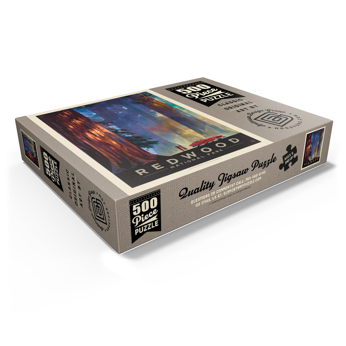 MyPuzzle Redwood National Park: Among The Giants, Vintage Poster - Premium 500 Piece Jigsaw Puzzle for Adults MyPuzzle.com