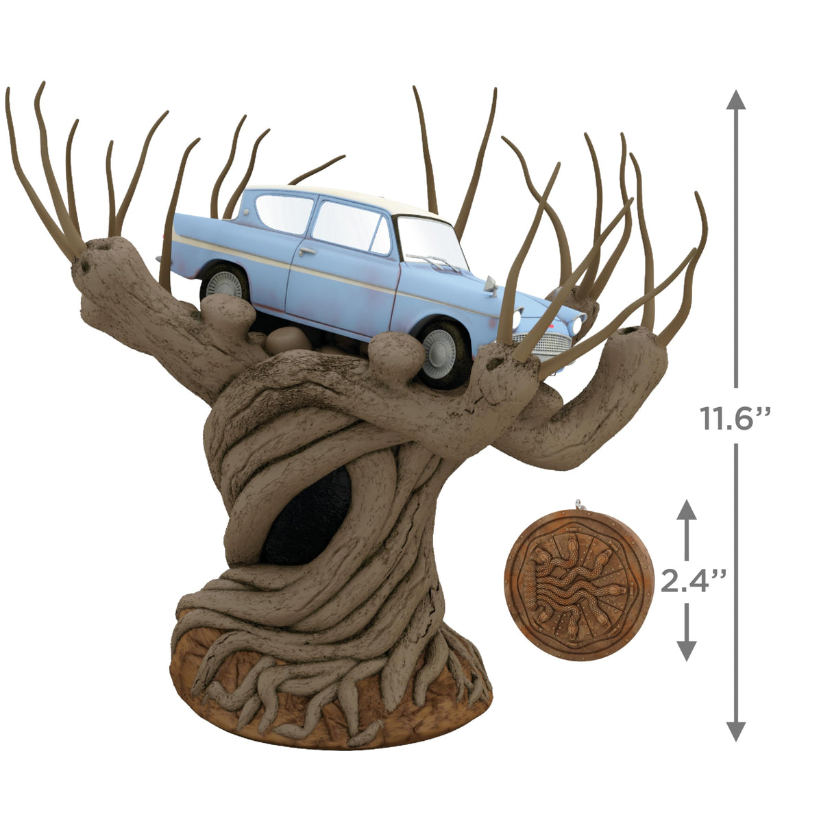 Hallmark Keepsake Christmas Tree Topper, Harry Potter and the Chamber of Secrets Collection Flying Ford Anglia in the Whomping Willow Tree With Light and Sound, Gifts for Harry Potter Fans Hallmark Keepsake