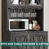 YITAHOME 67" Tall Wine Bar Cabinet for Liquor and Glasses, Farmhouse Freestanding Coffee Bar Cabinet with Glasses Racks ＆ Storage Shelves W/Glass Doors for Living Dining Room, Hallway, Dark Rustic Oak YITAHOME