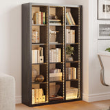 IRONCK 15 Cube Bookcase Storage Shelf Organizer with LED Lights, 5 Tier Bookshelves and Bookcases Display Shelves, Horizontally or Vertically Use, Charcoal Grey IRONCK