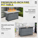 Lviden 7 Piece Wicker Patio Furniture Sets Outdoor Conversation Set, PE Rattan Sectional Sofa Couch with Fire Pit Table and Non-Slip Grey Cushions, Furniture Covers Included Lviden