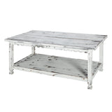 Rustic Rectangluar Coffee Table with 1 Shelf, White Antique Alaterre Furniture
