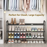LINZINAR Shoe Rack 3 Tier Long Metal Shoe Organizer for Closet Entryway Black LINZINAR