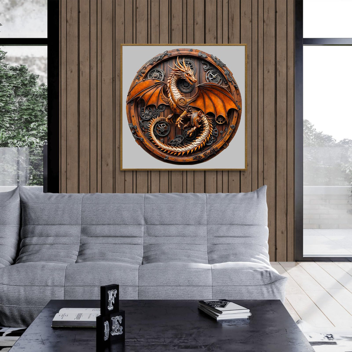 KAAYEE Wooden Puzzles for Adults, 3D Vision Mechanical Dragon Wooden Jigsaw Puzzles, Unique Shape Advanced Wood Puzzle Adult, 3D Effect Flat Puzzle Birthday Gifts Family Games (M-11.4 * 11.3in-200pcs) KAAYEE