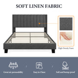 Yaheetech Upholstered Full Size Bed Frame with Wing Headboard & Wooden Slats - Dark Gray Yaheetech