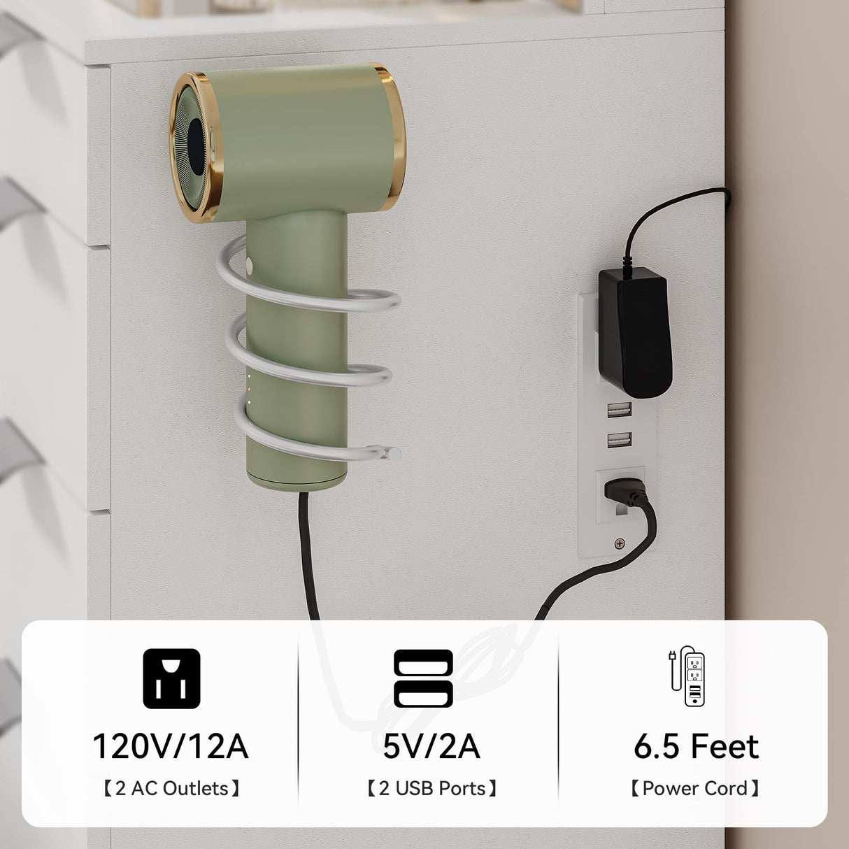 YITAHOME LED Makeup Vanity Table, Glass Top Vanity Desk with Hidden Storage Stool, Vanity with Built-in Power Outlets and USB Ports YITAHOME