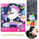 JUNQIU Scratch Art for Kids, Unicorns Black Rainbow Scratch Art Paper Set-Arts and Crafts & Supplies, DIY Activity & Party Games, Gifts for Toddlers, Girls & Boys Ages 3, 4, 5, 6, 7, 8 JUNQIU US