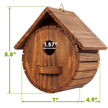 Set of 2 MIXUMON Bird Houses for Outside, Outdoor 2 Bird House Room for 2 Bird Families Bluebird Finch Cardinals Hanging Birdhouse for Garden