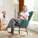 Sweetcrispy Rocking Chair Nursery, Teddy Upholstered Glider Rocker with High Backrest, Reading Chair Modern Rocking Accent Chairs Glider Chair for Nursery, Living Room, Bedroom, Forest Green Sweetcrispy